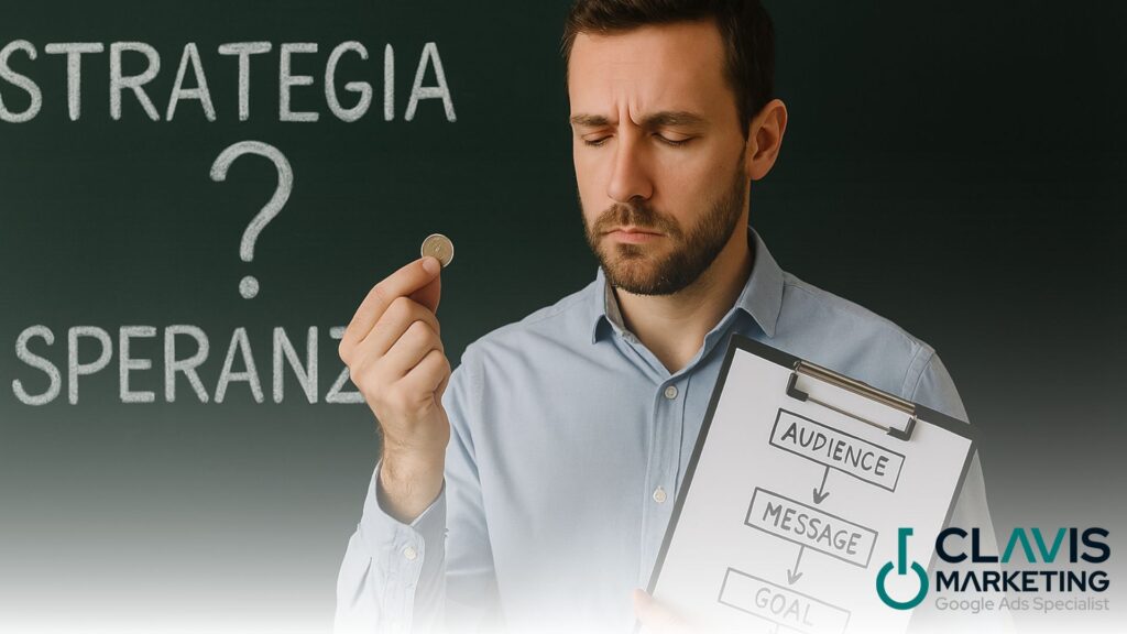 Fare pubblicità senza una strategia è come lanciare una monetina. Serve un piano, anche semplice. Altrimenti non è marketing: è speranza.